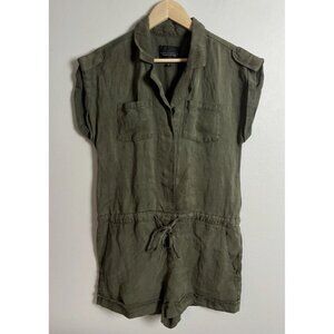 Sanctuary Olive Green Romper Pockets Size XS Tencel Linen Blend Women’s